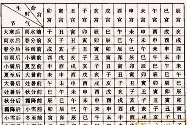 八字十二命宫速查表