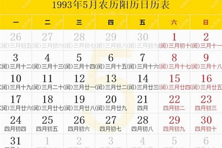 1993年4月23日农历三月初二