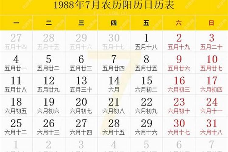 1988年农历7月28日是什么命